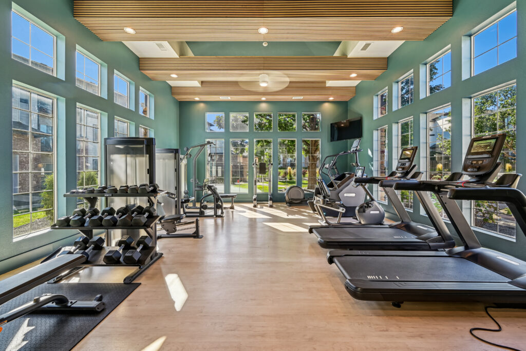 Bell Stonegate Fitness center with free weights and treadmills